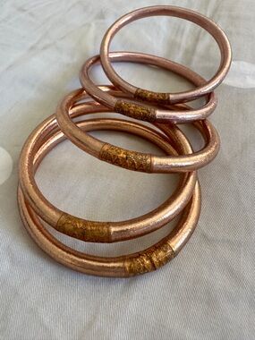 Stackable Rose Gold Tone Bangle Bracelets - Set of 5